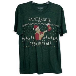Saint Arnold Brewery Christmas Ale Cross Stitch Look T-Shirt V-Neck Medium